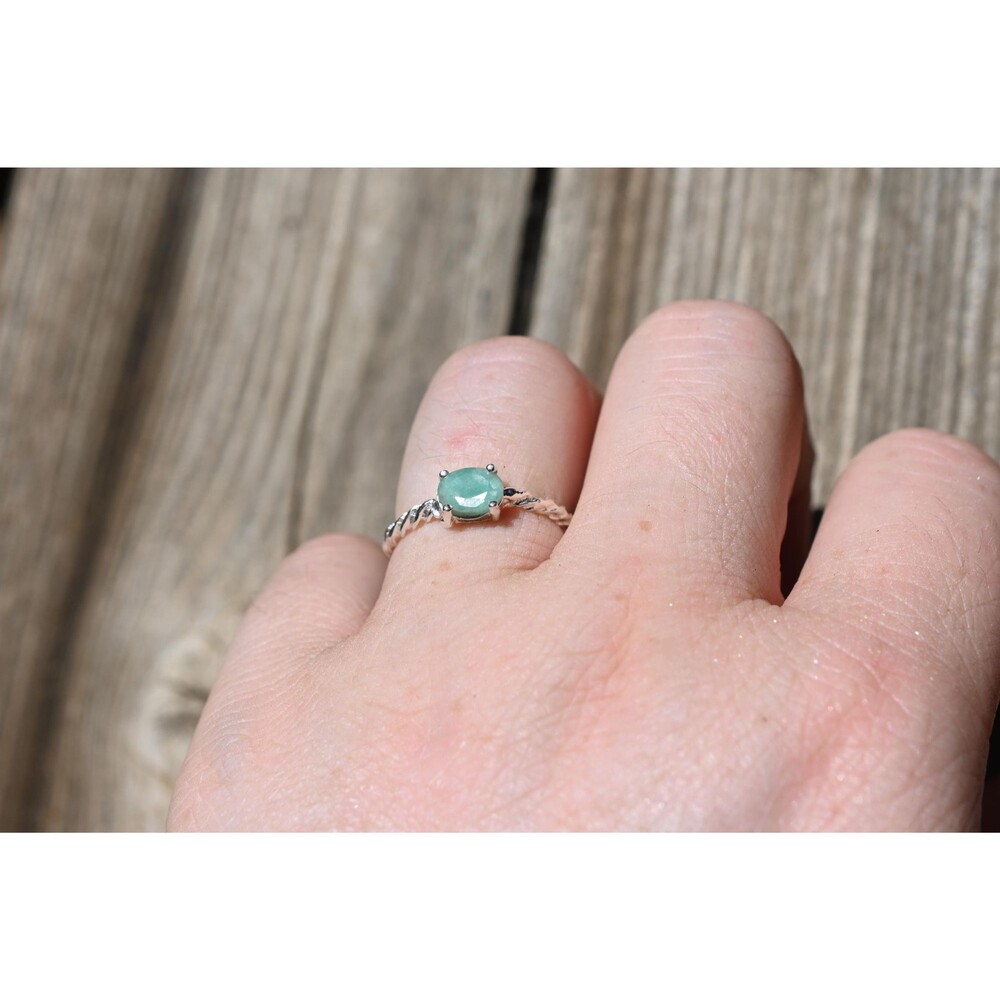 Emerald ring in sterling silver size 7.75, 8, 8.25, 8.5, 8.75